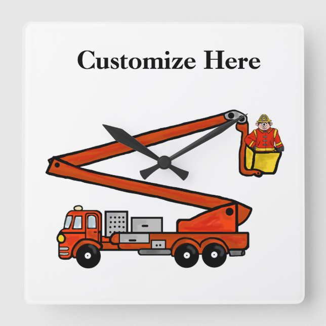 Fire Bucket Truck Clock   Customise It! (Front)
