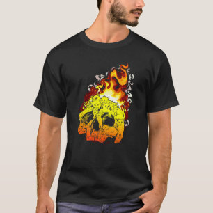 Fire Cat Burning Head Skull Head Bone Skull T-Shirt