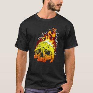 Fire Cat Burning Head Skull Head Bone Skull T-Shirt