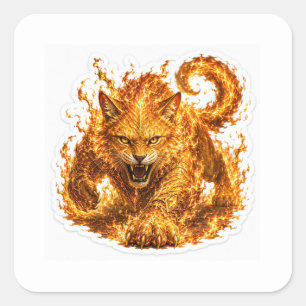 Fire Cat Fantasy Sticker