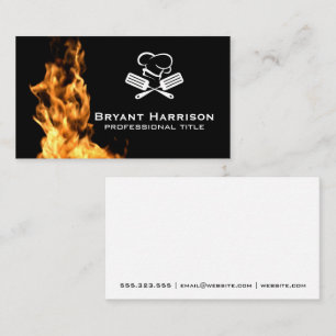 Fire   Chef Hat and Cooking Tools Business Card