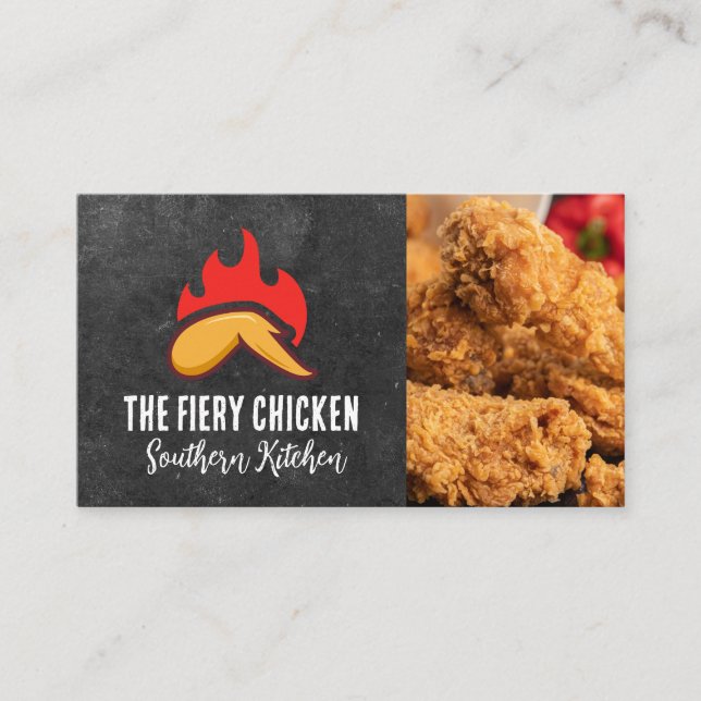 Fire Chicken Wing Logo | Fried Chicken Business Card (Front)
