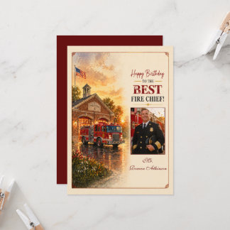 Fire Chief Birthday, Firefighter Birthday Photo Card