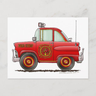 Fire Chief Car Firefighter Fireman Postcard
