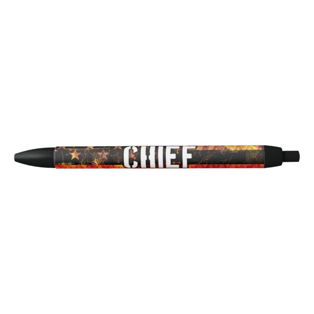 Fire Chief Firefighter Flag Black Ink Pen (Front)