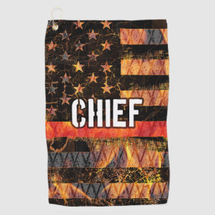 Fire Chief Firefighter Flag Golf Towel