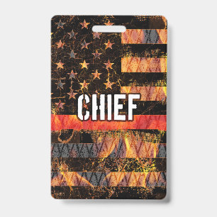 Fire Chief Firefighter Flag ID Badge