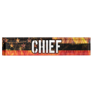 Fire Chief Firefighter Flag Nameplate