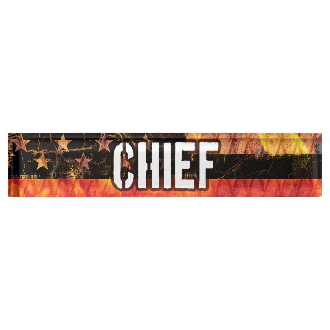 Fire Chief Firefighter Flag Nameplate (Front)