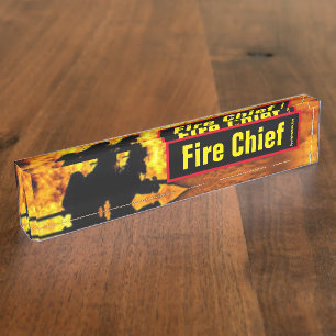 Fire Chief Flames desk name plate