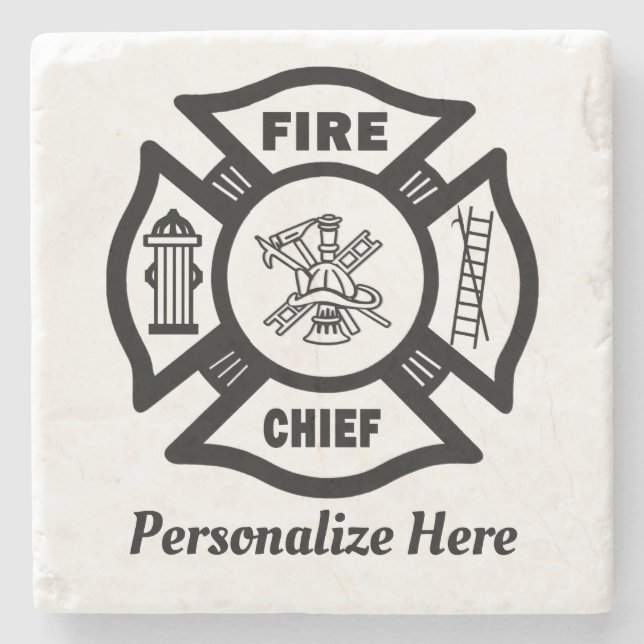 Fire Chief Maltese Cross   Stone Coaster (Front)