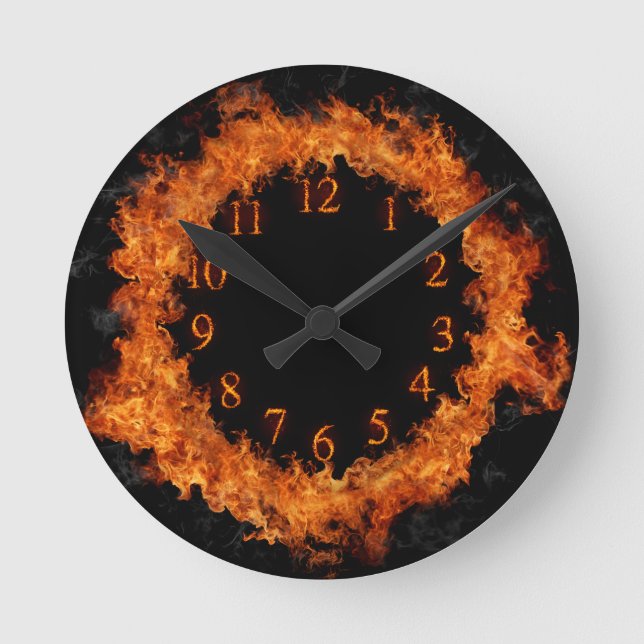 Fire Clock Firey Flames Wall Clock (Front)