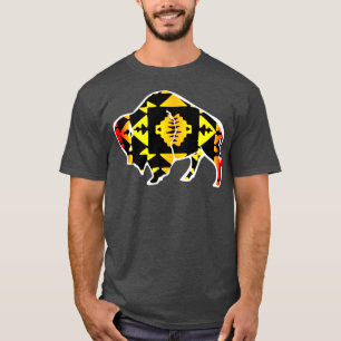Fire Colour Native Print Buffalo  T-Shirt