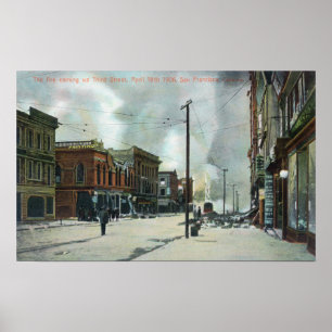 Fire Coming Up Third Street, 1906 Earthquake Poster