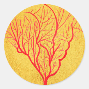 Fire Coral modern art environmental theme Classic Round Sticker
