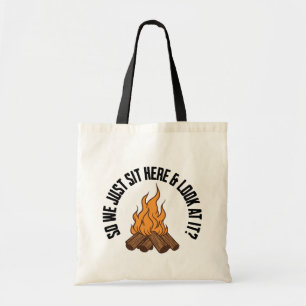 fire cottage campfire heated rivalry tote bag