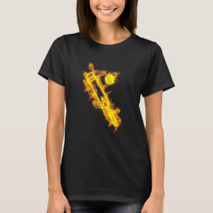 Fire Cricket Bat And Ball Flaming Batsman Cricket  T-Shirt