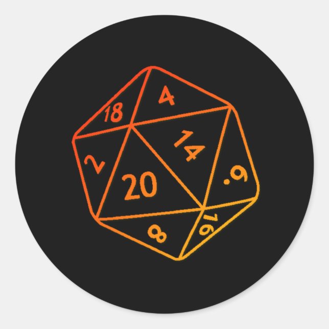 Fire D20 Classic Round Sticker (Front)