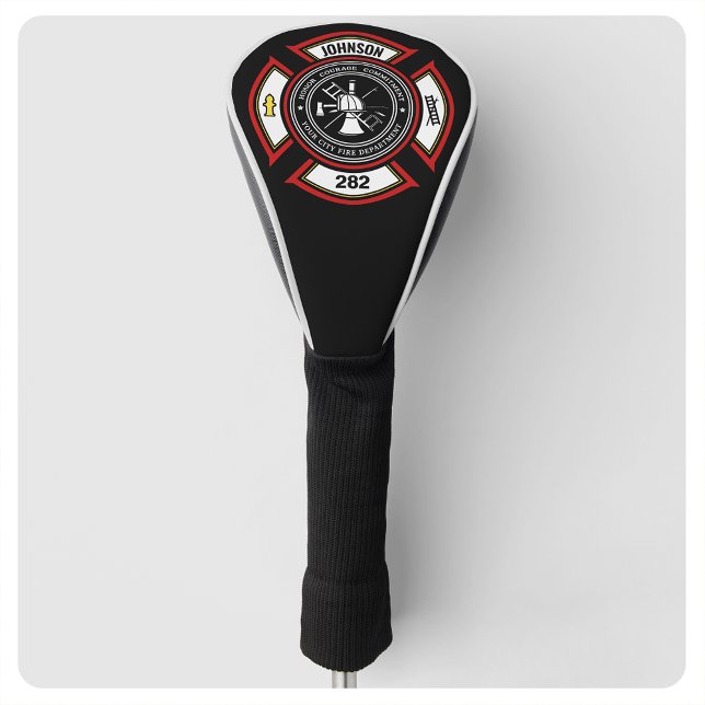 Fire Department ADD NAME Firefighter Badge Rescue Golf Head Cover (Creator Uploaded)