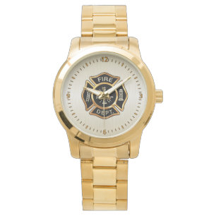 Fire Department Badge Gold Watch