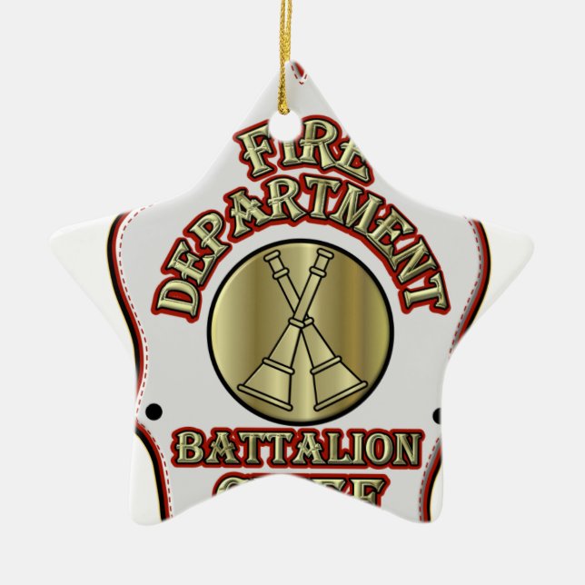 Fire Department Battalion Chief Shield Design Ceramic Ornament (Front)