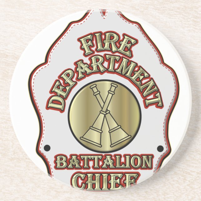 Fire Department Battalion Chief Shield Design Coaster (Front)