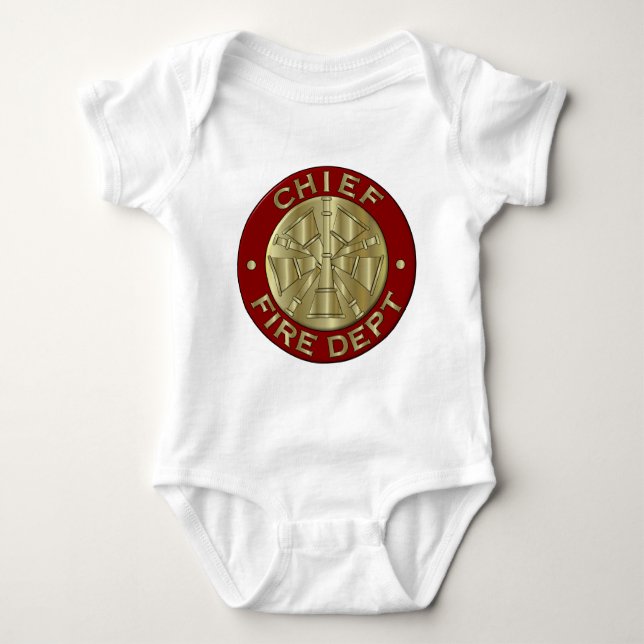 Fire Department Chief Brass Symbol Baby Bodysuit (Front)