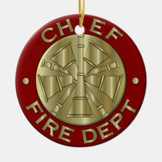 Fire Department Chief Brass Symbol Ceramic Ornament