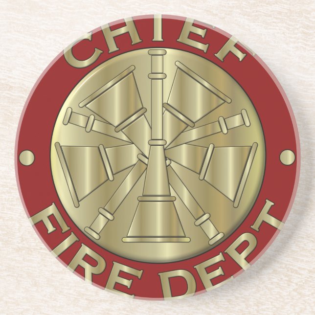 Fire Department Chief Brass Symbol Coaster (Front)