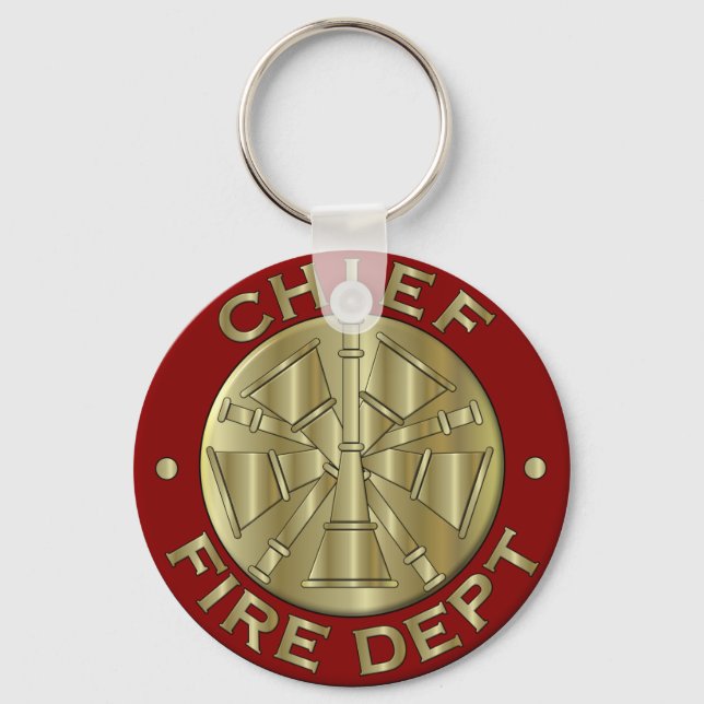 Fire Department Chief Brass Symbol Key Ring (Front)