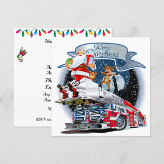 Fire Department Christmas HD Print Invitation