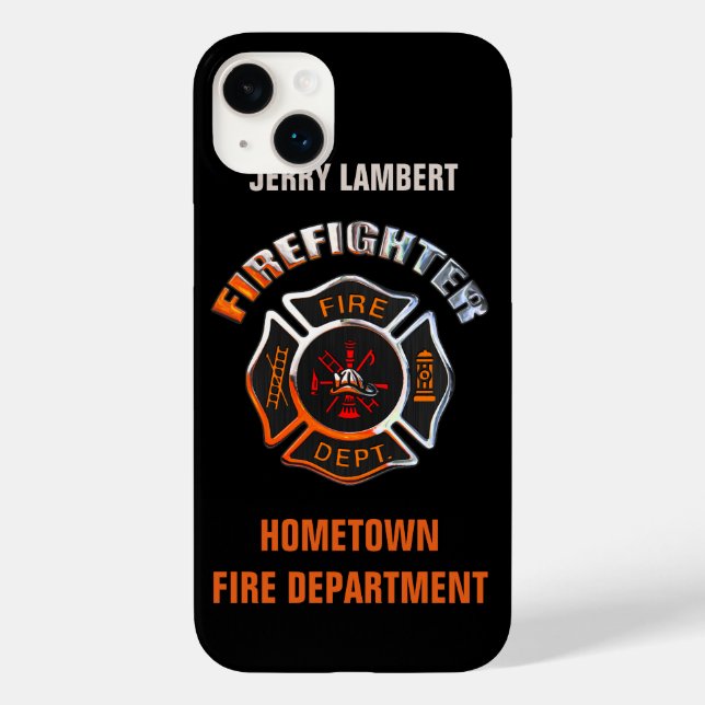 Fire Department Chrome Name Template Case-Mate iPhone Case (Back)