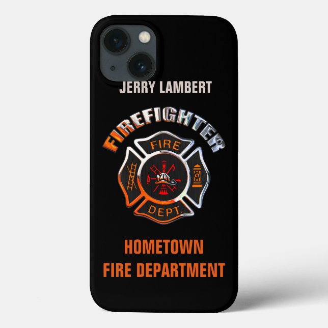 Fire Department Chrome Name Template Case-Mate iPhone Case (Back)