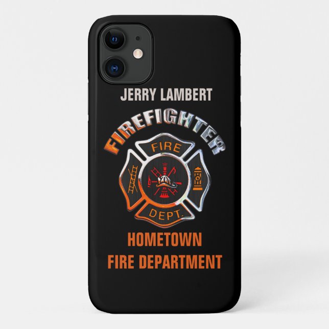 Fire Department Chrome Name Template Case-Mate iPhone Case (Back)
