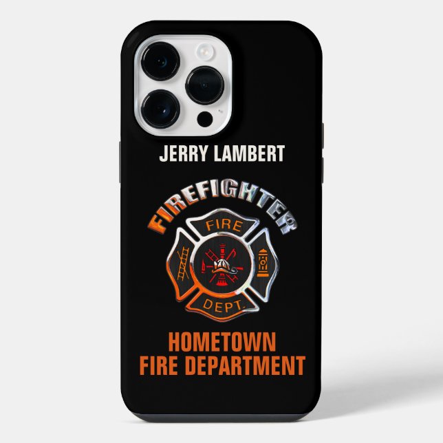 Fire Department Chrome Name Template iPhone Case (Back)