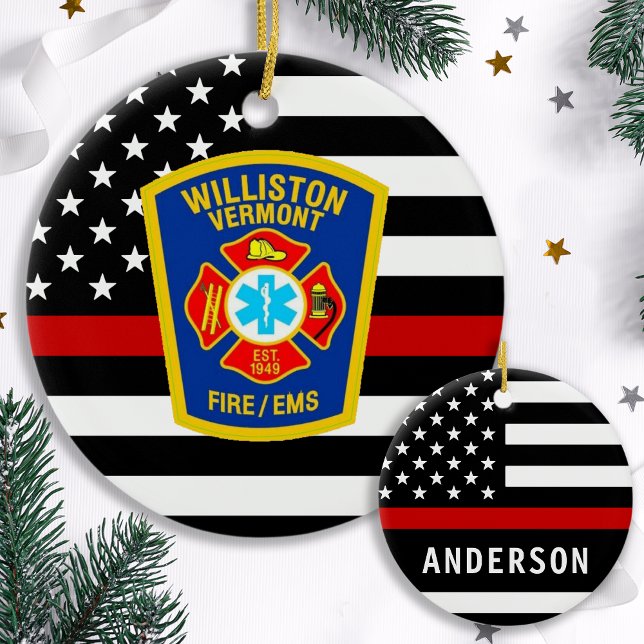 Fire Department Custom Logo Emblem Firefighter Ceramic Ornament (Creator Uploaded)