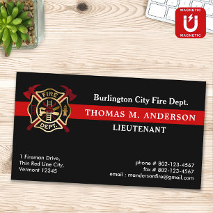 Fire Department Custom Logo Fireman Firefighter  Magnetic Business Card