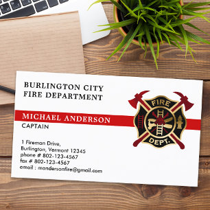 Fire Department Custom Logo Modern Red Firefighter Business Card