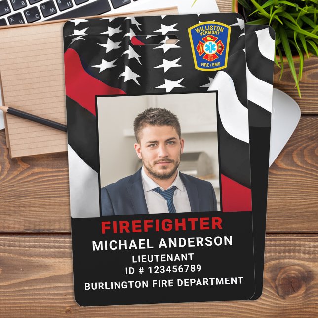 Fire Department Custom Logo Photo Firefighter ID ID Badge (Creator Uploaded)