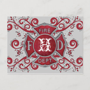 Fire Department Custom Monogram Postcard