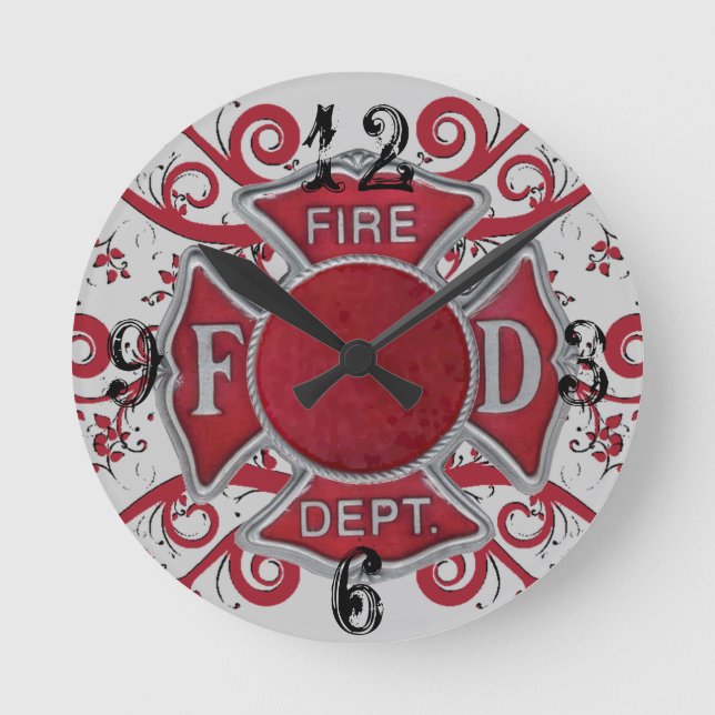 Fire Department Custom Monogram Round Clock (Front)