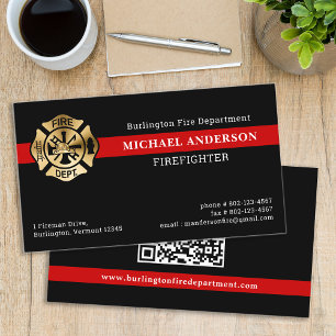 Fire Department Custom QR Code Logo Firefighter Business Card