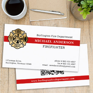 Fire Department Customise QR Code Logo Firefighter Business Card