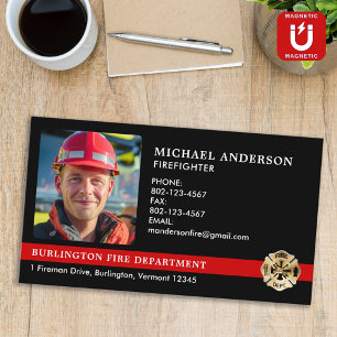 Fire Department Customised Logo Firefighter Photo Magnetic Business Card