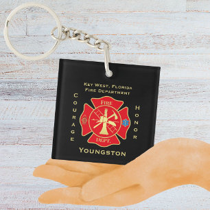 Fire Department Emblem Courage Honour Design Key Ring