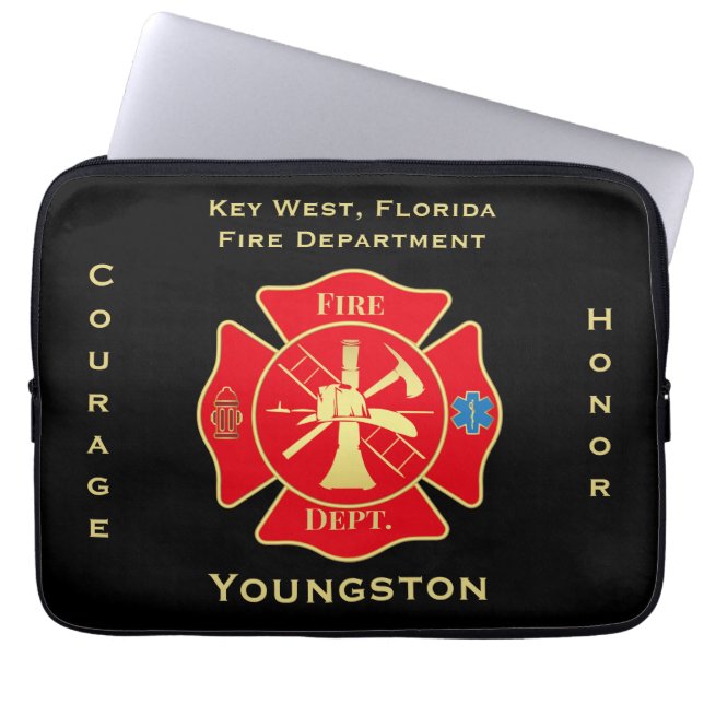 Fire Department Emblem Courage Honour Design Laptop Sleeve (Front)