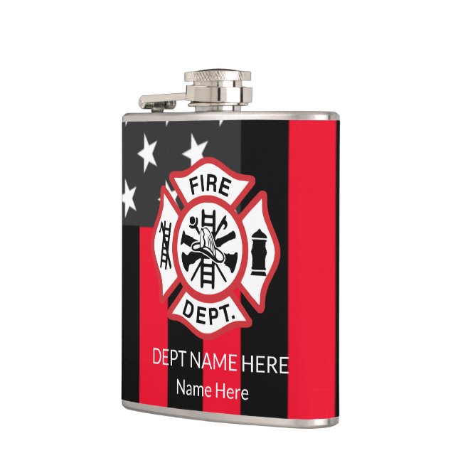 Fire Department Emblem, Fireighter Gift Hip Flask (Left)
