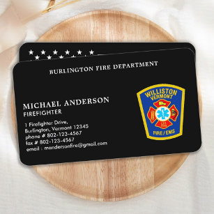 Fire Department Emblem Logo Red Line Firefighter Business Card