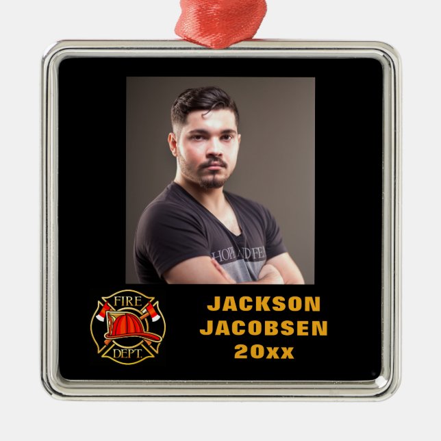 Fire Department Emblem Metal Ornament (Front)