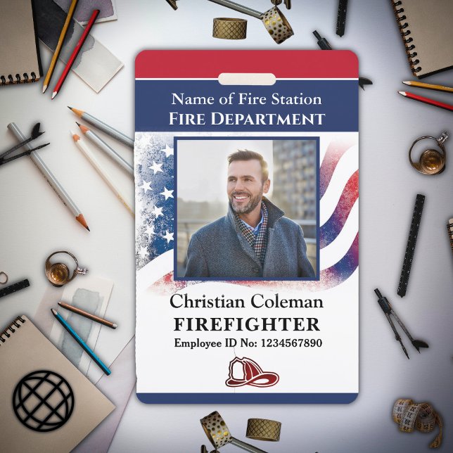 Fire Department Employee Firefighter Photo ID Card ID Badge (Fire Department Employee Firefighter Photo ID Card Badge)